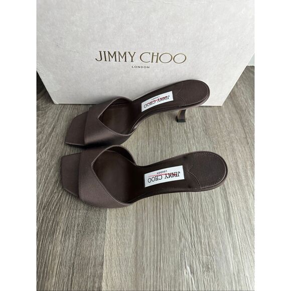 Jimmy Choo Skye 70MM Satin Sandals in Coffee Size EU36.5 $775 - Picture 10 of 14